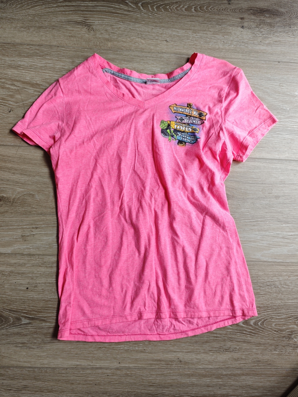 Harley-Davidson 2015 Pink V-Neck Graphic Tee